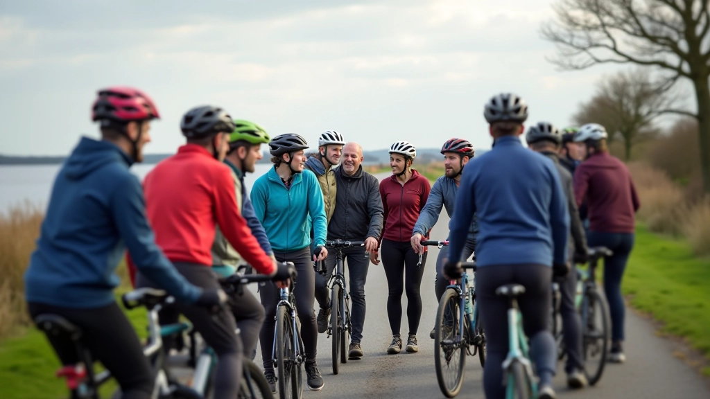 Local cycling club social event with participants